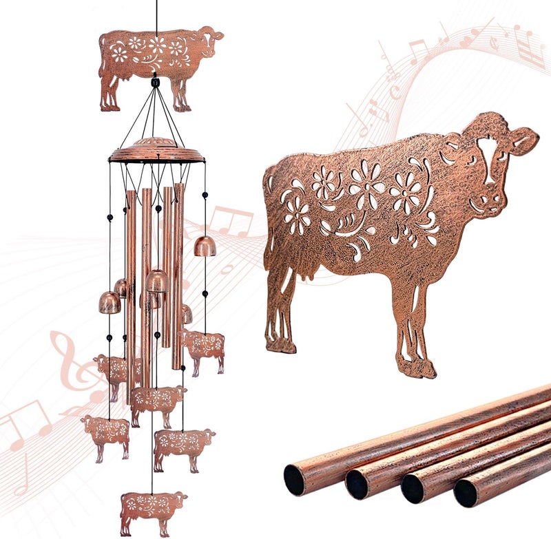 EZTZEN Cow Wind Chimes for Outside,Cow Gifts for Women/Men/Sympathy/Memorial/Festival Birthday Gifts Metal windchimes Outdoors/Indoors,Patio,Garden Decor,Yard Decor,Home,Porch - Image 1